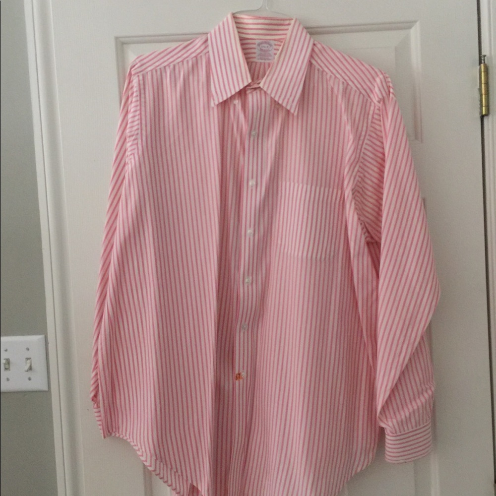 Men’s pink striped Brooks Brothers dress shirt